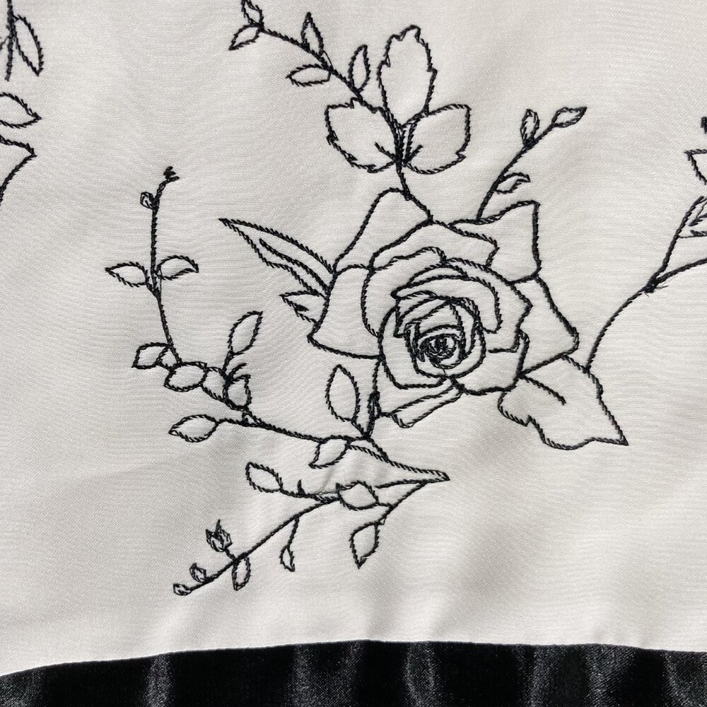 JESSICA Vintage strapless creamy white black floral embroidery dress SMALL MED - Picture 4 of 14